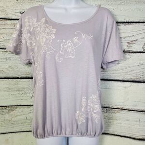 Daytrip Women’s Lavender Short Sleeve Embellished Back Sequin Top L